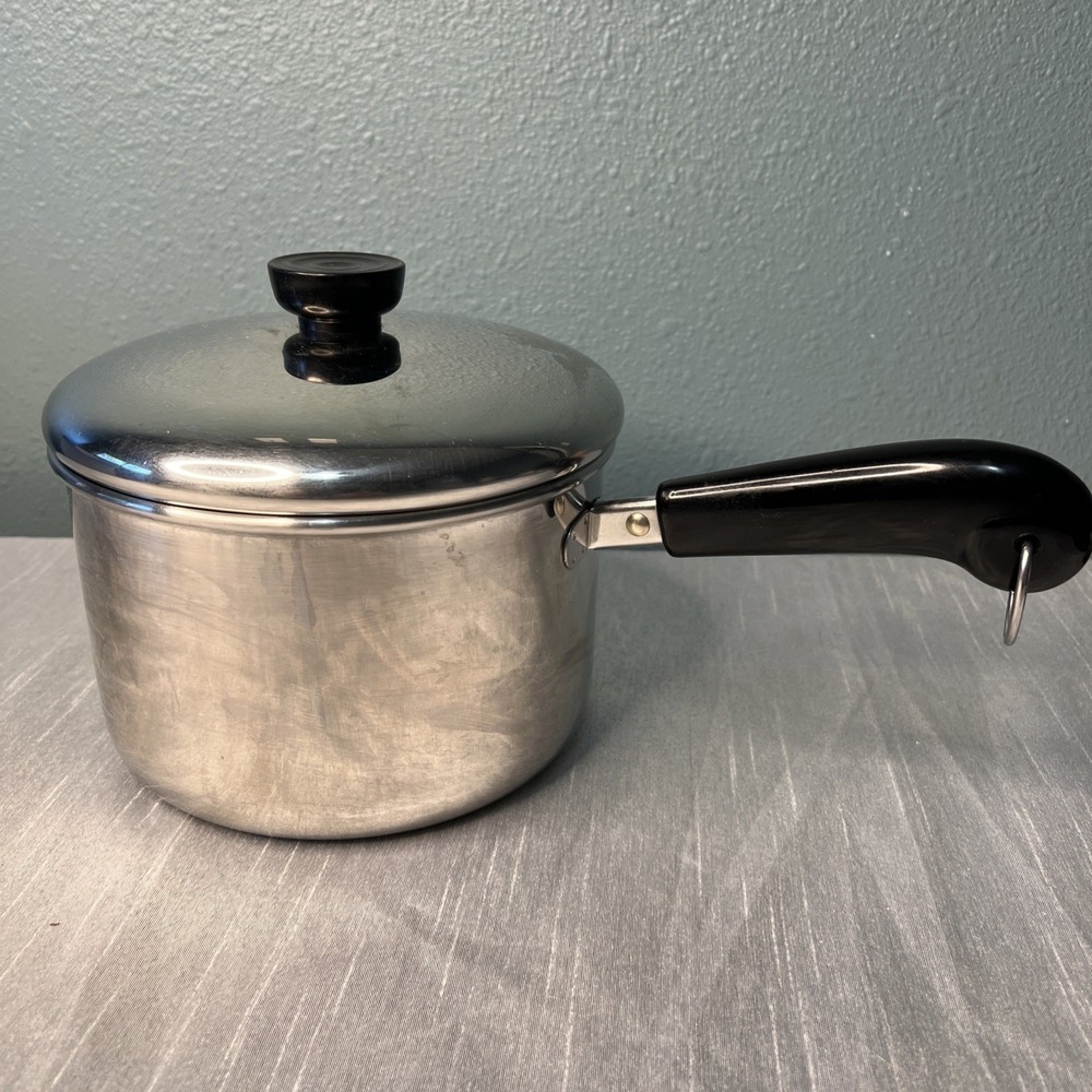 Vintage Revere Ware 3 Quart Qt Saucepan & Lid Clinton -87 Stainless Steel - USA